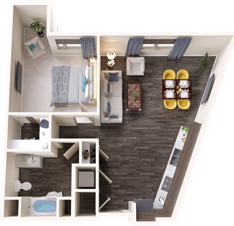 a floor plan of a two bedroom apartment at The Terra at University North Park