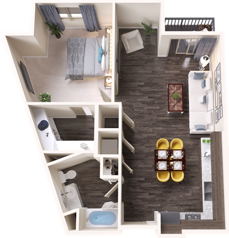 a floor plan of a two bedroom apartment at The Terra at University North Park