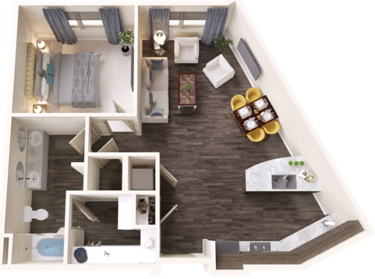 a floor plan of a two bedroom apartment at The Terra at University North Park
